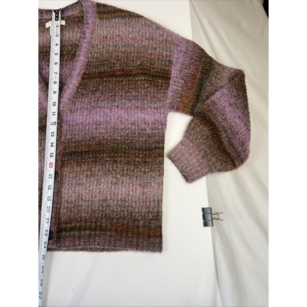 Christian Siriano Purple Marled V-Neck Button Up Cardigan Sweater, Large - Picture 4 of 8